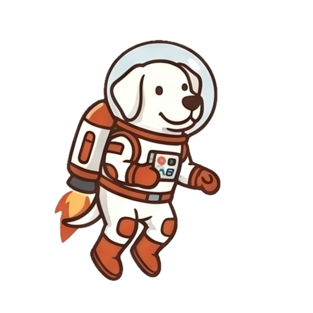Jane the golden retriever as an astronaut